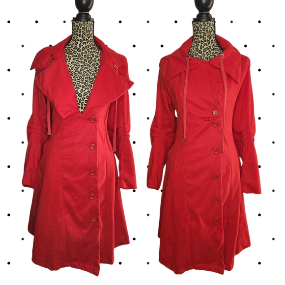 Shixue Jackets & Blazers - Elegant Red Trench Coat for Women